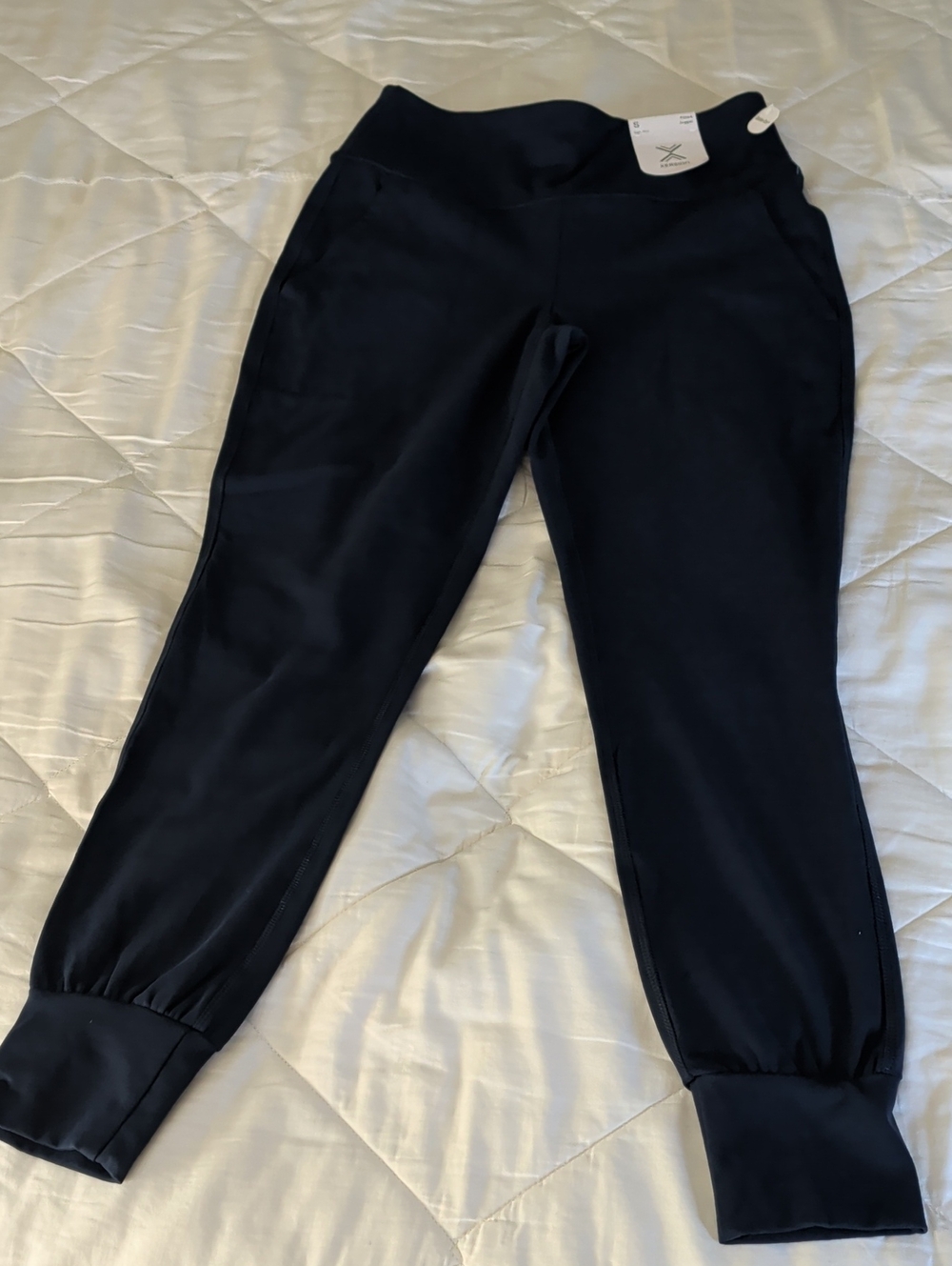 Navy Blue High-Waist Jogger Pants